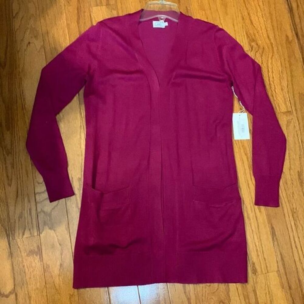 Cielo Size Small Long knit open-front magenta cardigan